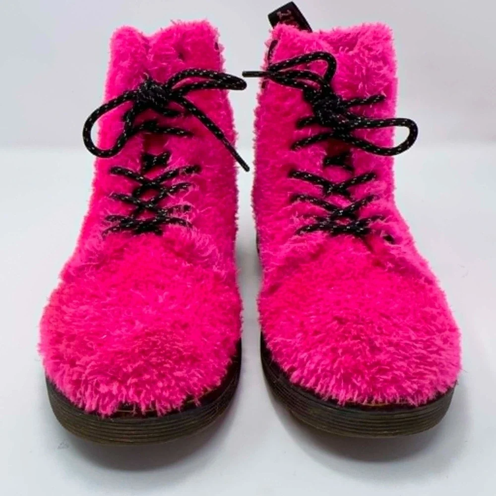 Dr. Martens 1460 Pascal Hot Pink Faux Fur Boots Big Kids US 3 UK‎ 3 EU 36 Glam